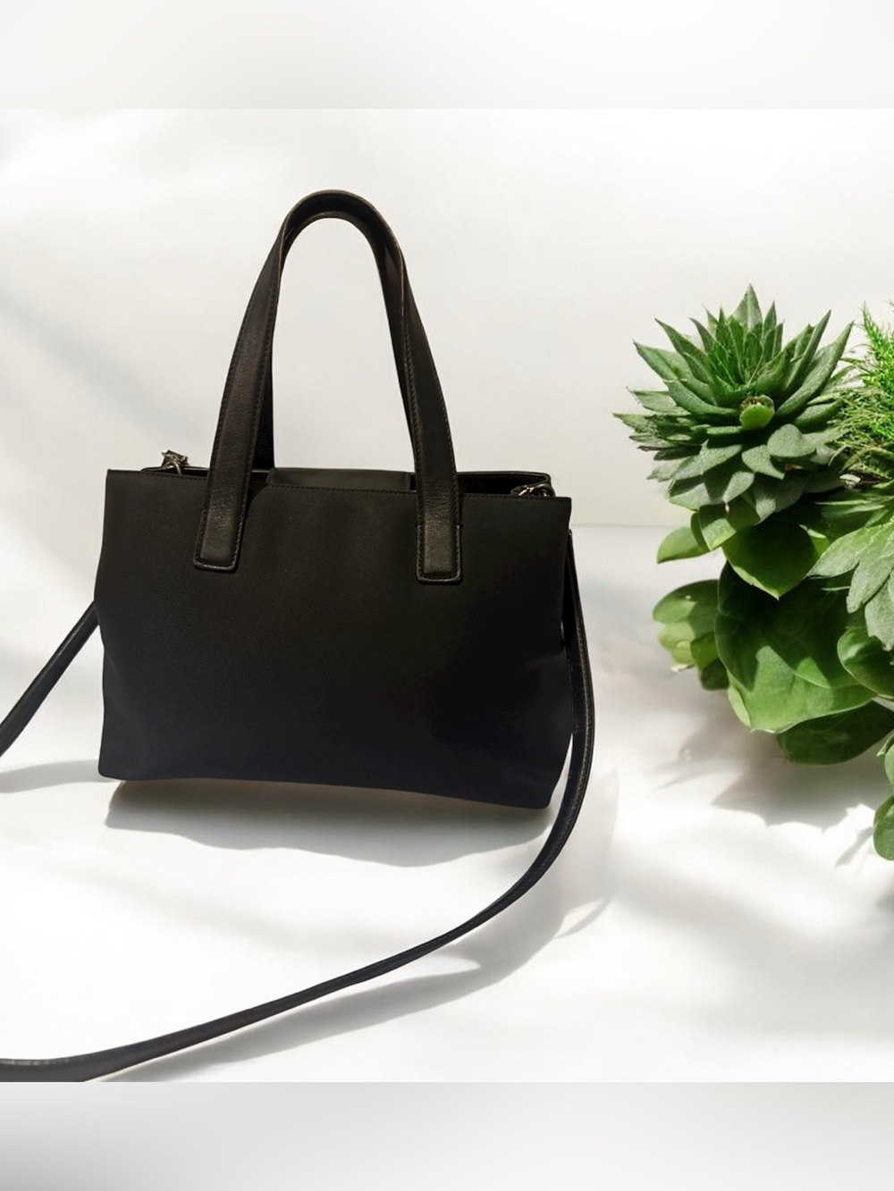 Vintage COACH Twill Nylon Leather Purse - Black/Shoulder or Crossbody